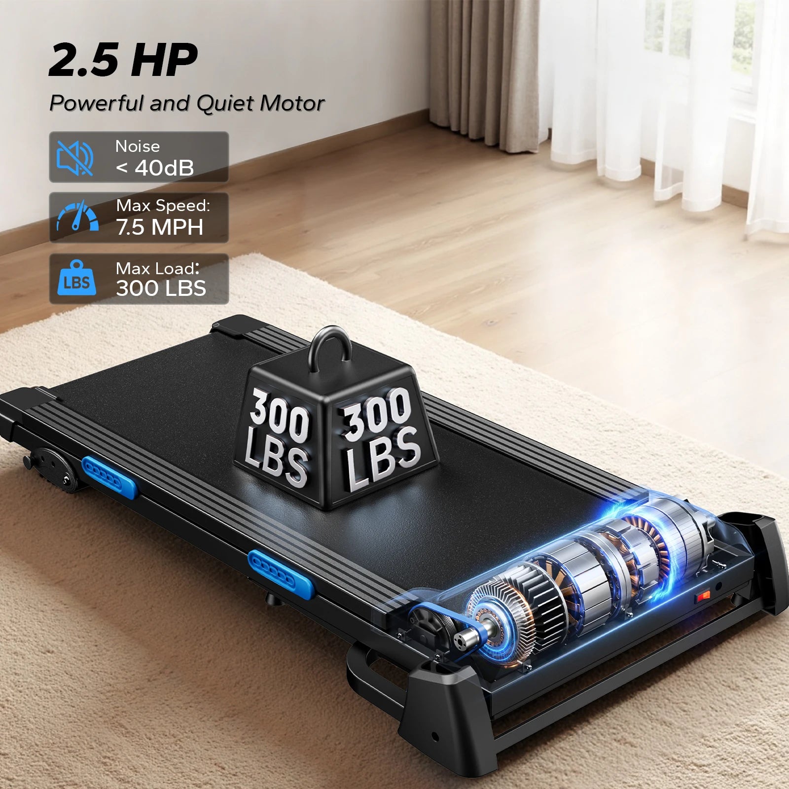 MERACH Foldable Treadmill T12 Incline Quiet Treadmills Double Deck Technology
