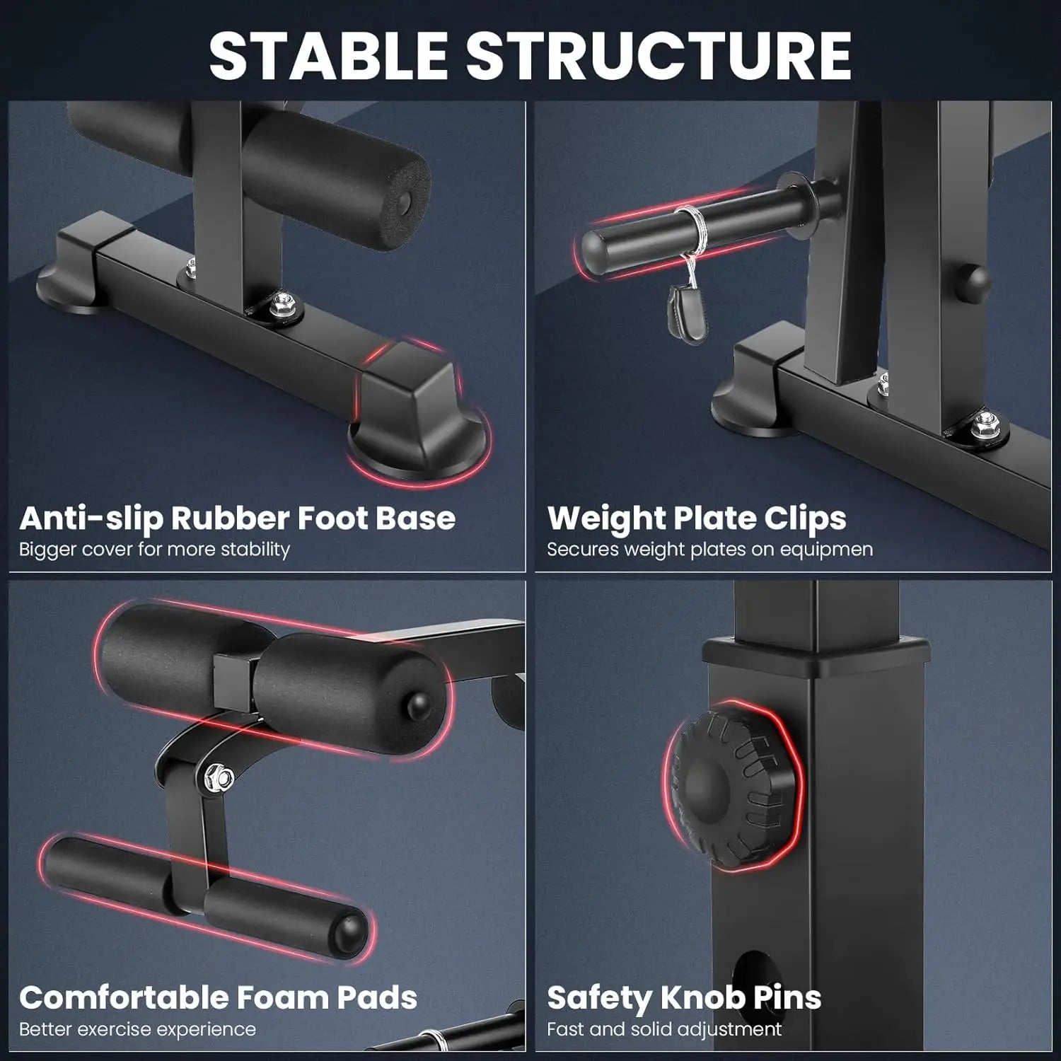 6 in 1 660lbs Weight Bench Set with Squat Rack, Bench Press Set with Barbell Rack, Adjustable Incline