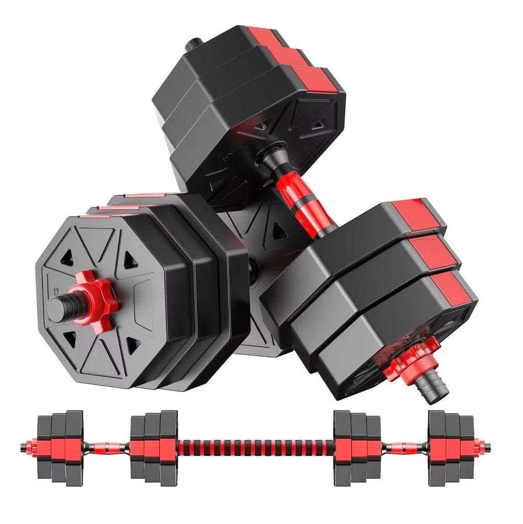 Adjustable Dumbbell to Barbell Fitness Set – 44lbs Anti-Slip Grip, 3-in-1