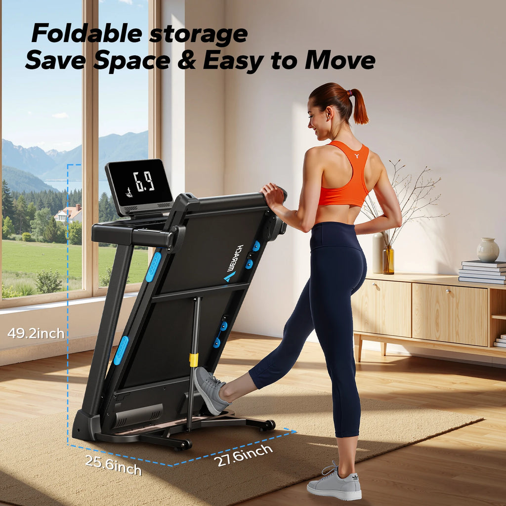 MERACH Foldable Treadmill T12 Incline Quiet Treadmills Double Deck Technology