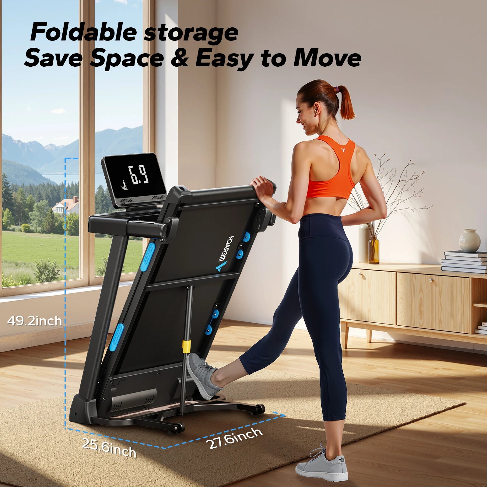 MERACH Foldable Treadmill T12 Incline Quiet Treadmills Double Deck Technology