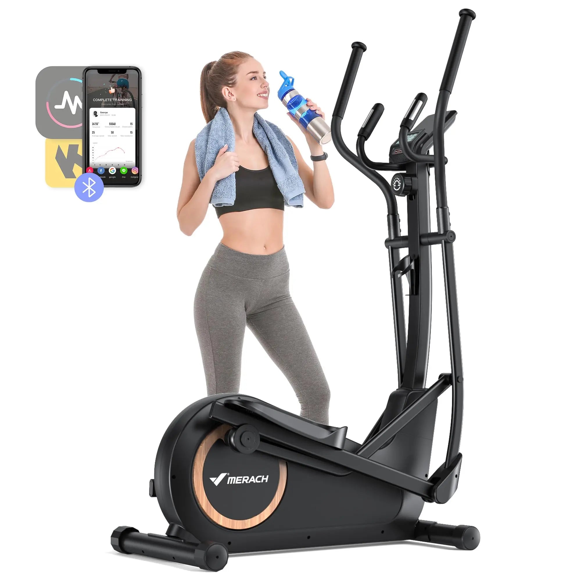 MERACH Elliptical Exercise Machine with 18.5IN Stride