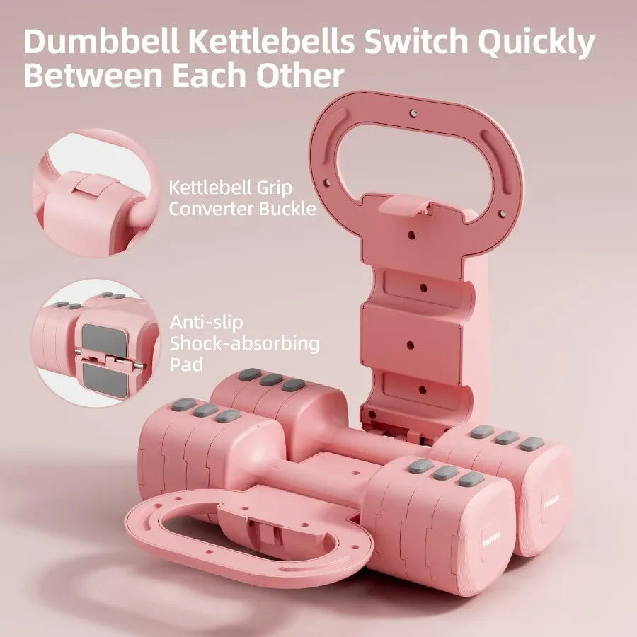 Lightweight Adjustable Dumbbell Kettlebell Set - 4 in 1  2.2 3.3 4.4 5.5lb Q