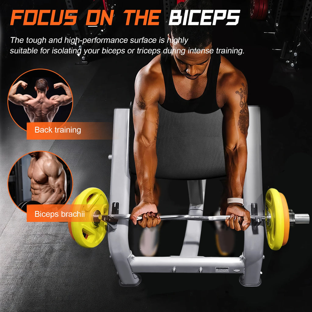 Seated Isolated Barbell Dumbbell Biceps Station with Adjustable Seat