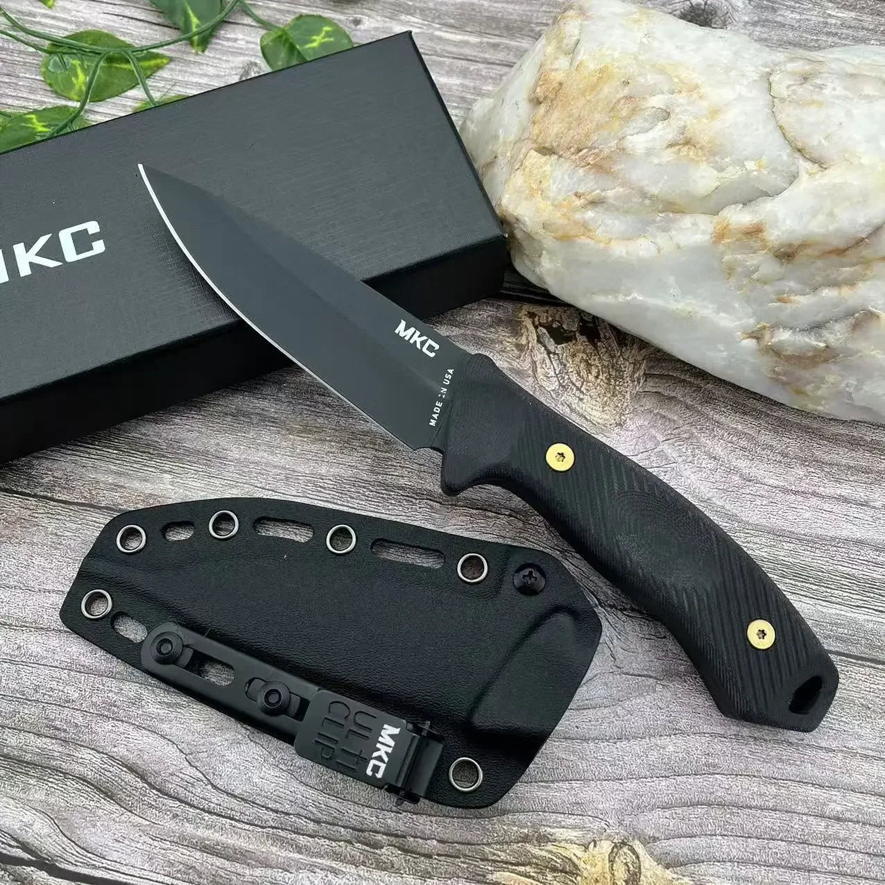 MKC TF24 Tactical Outdoor Camping Straight Knife with High Hardness 8Cr13Mov Blade