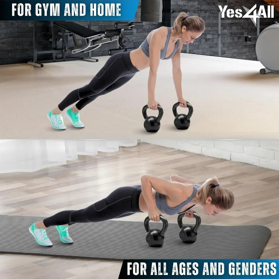 Kettlebell Sets, 5 - 10 - 15 - 20 - 25 - 30 LB Cast Iron Strength Training Kettlebells,