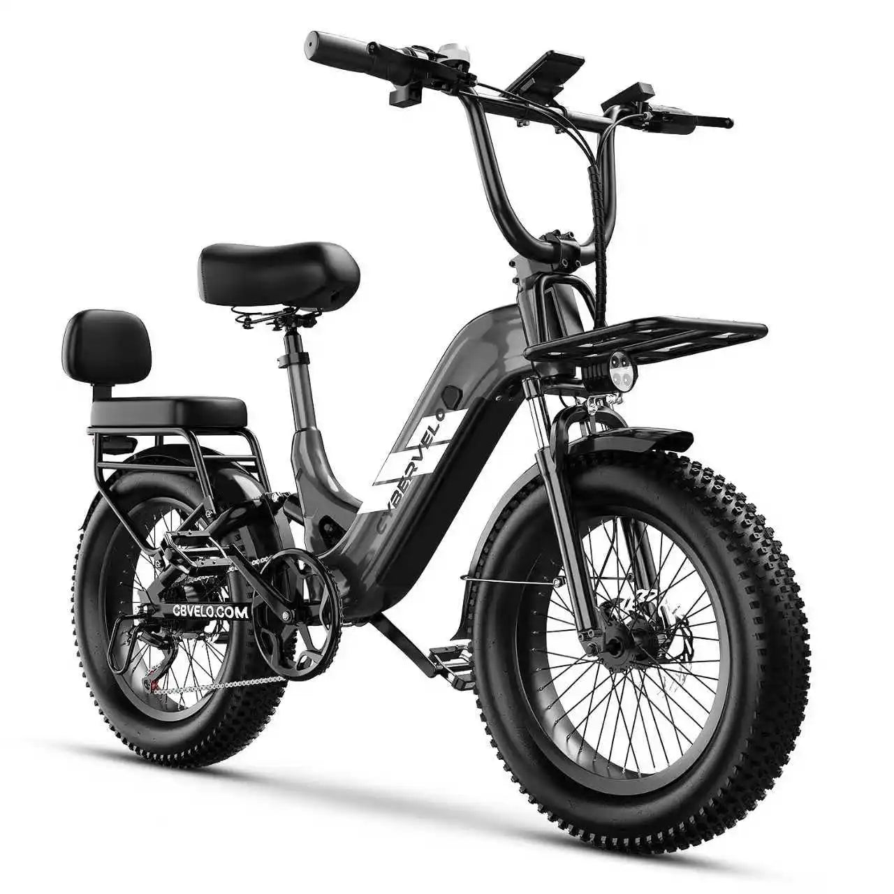 Cybervelo Step-Thru Electric Bike for Adults, 48V 20AH Removable Battery, 20" Fat Tire Shimano 7-Speed Commuter