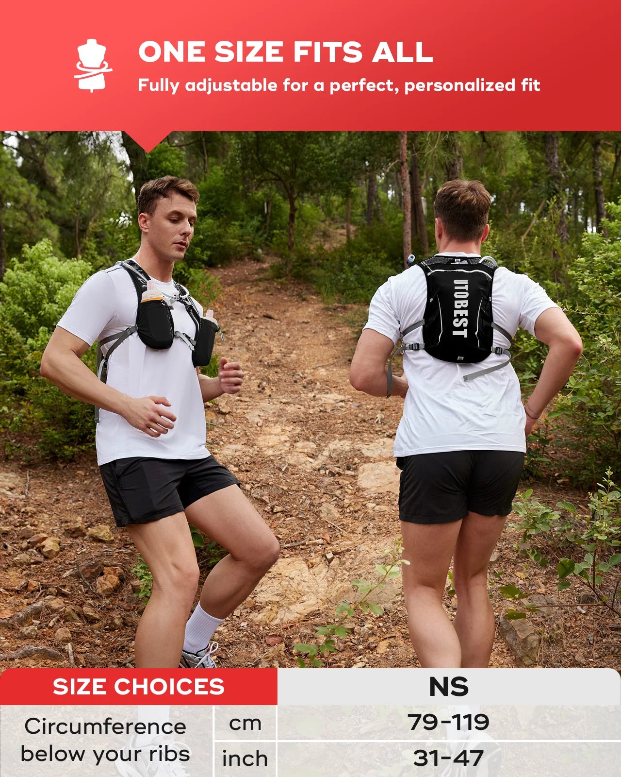UTOBEST Trail Running Backpack 5L Ultra Lightweight Hydration Vest