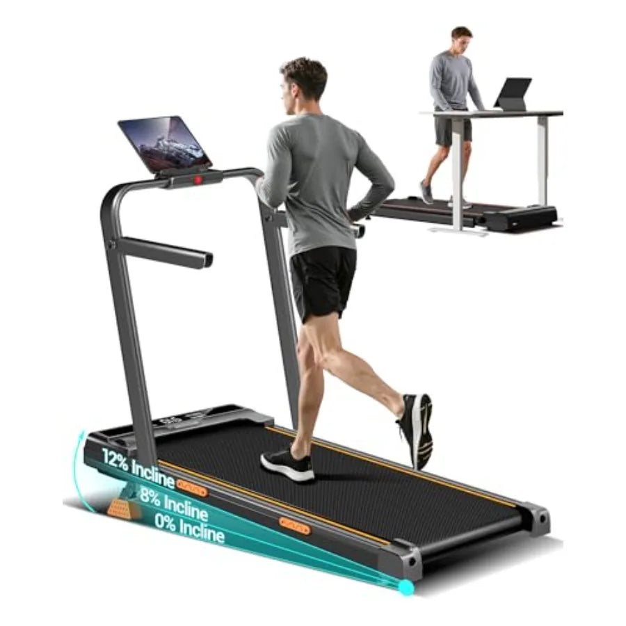 3-in-1 Quiet Portable Folding Walking Pad Treadmill with Handles 2.5HP 12 Incline 330LBS Weight Capacity