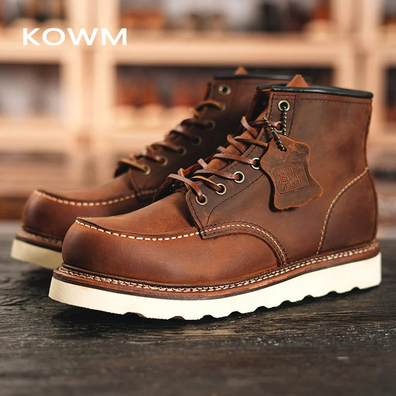 KOWM cowhide Outdoor Men Hiking Shoes Waterproof