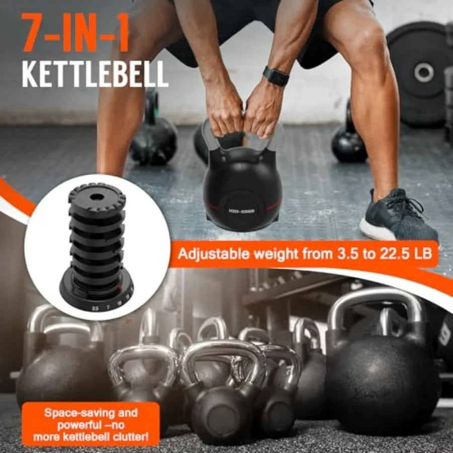 Adjustable Kettlebell Weight Set-Quickly Adjusts Weights, Comfortable Grip,