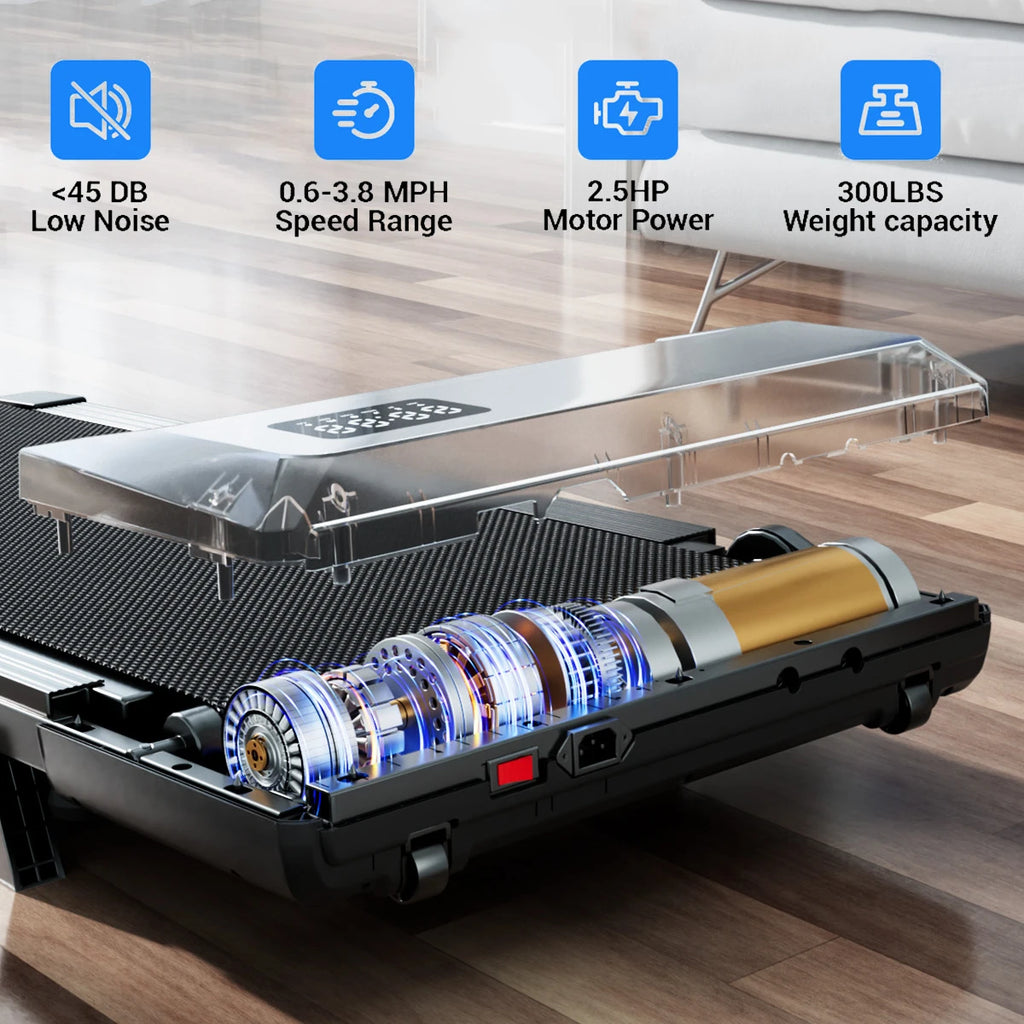 Foldable 6% Slope Under Desk Treadmills 2.5 HP  Remote Control LED Display 300LBS