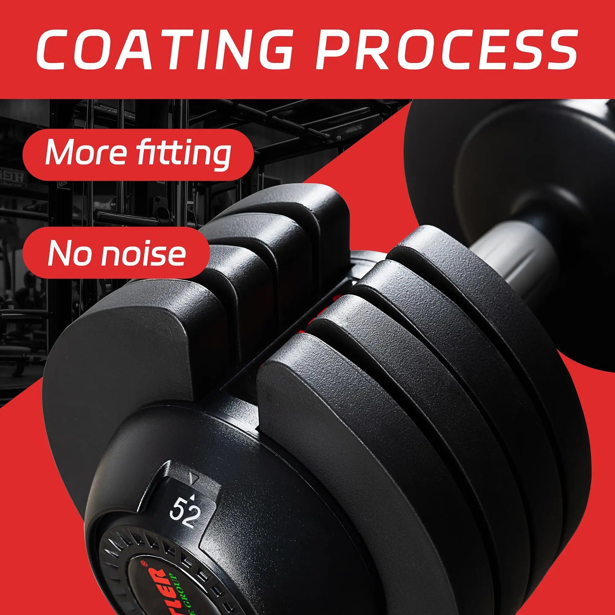 Rubber Coated Adjustable Dumbbells 25LBS/52LBS t