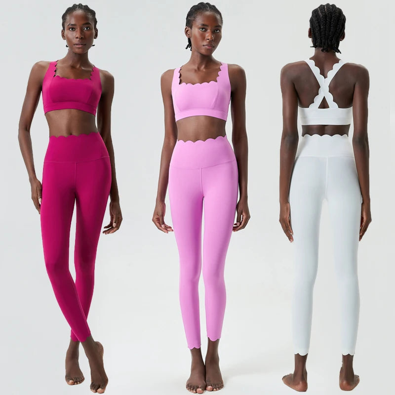 Women Solid Color Gym Suit Two Pieces