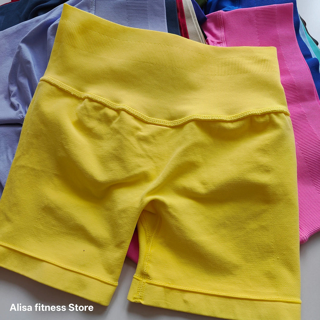 Summer High Waisted Yoga Shorts Tummy Control