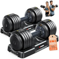 Adjustable Dumbbell Set of 2 for Home Gym: 25 55 80LB Capacity