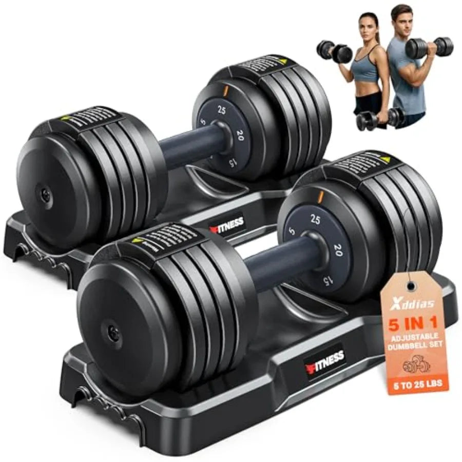 Adjustable Dumbbell Set of 2 for Home Gym: 25 55 80LB Capacity