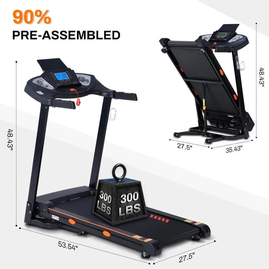 Home Treadmill with 15-Level Auto Incline 0.5-10 MPH  300 LB Capacity