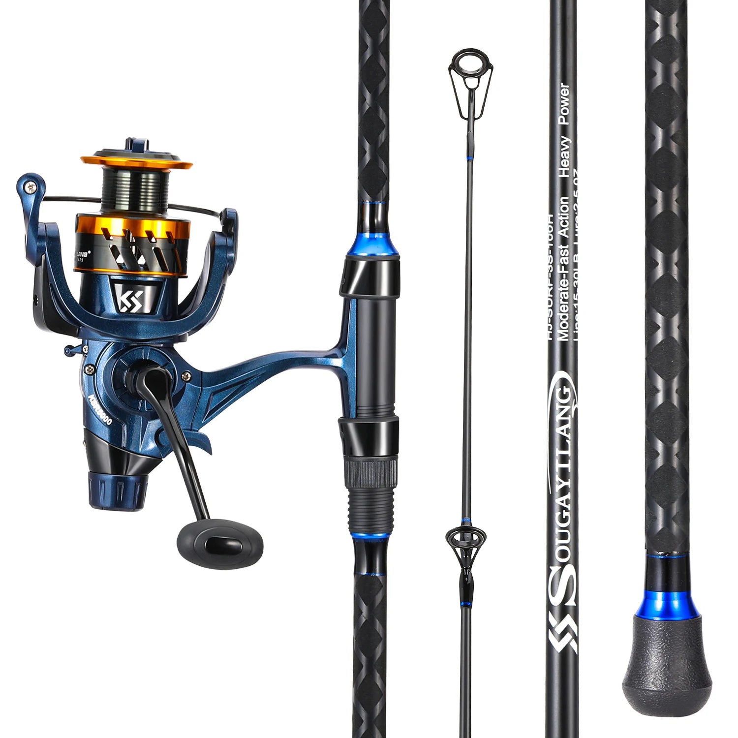 Sougayilang Spinning Fishing Rod and Reel Set 3sections