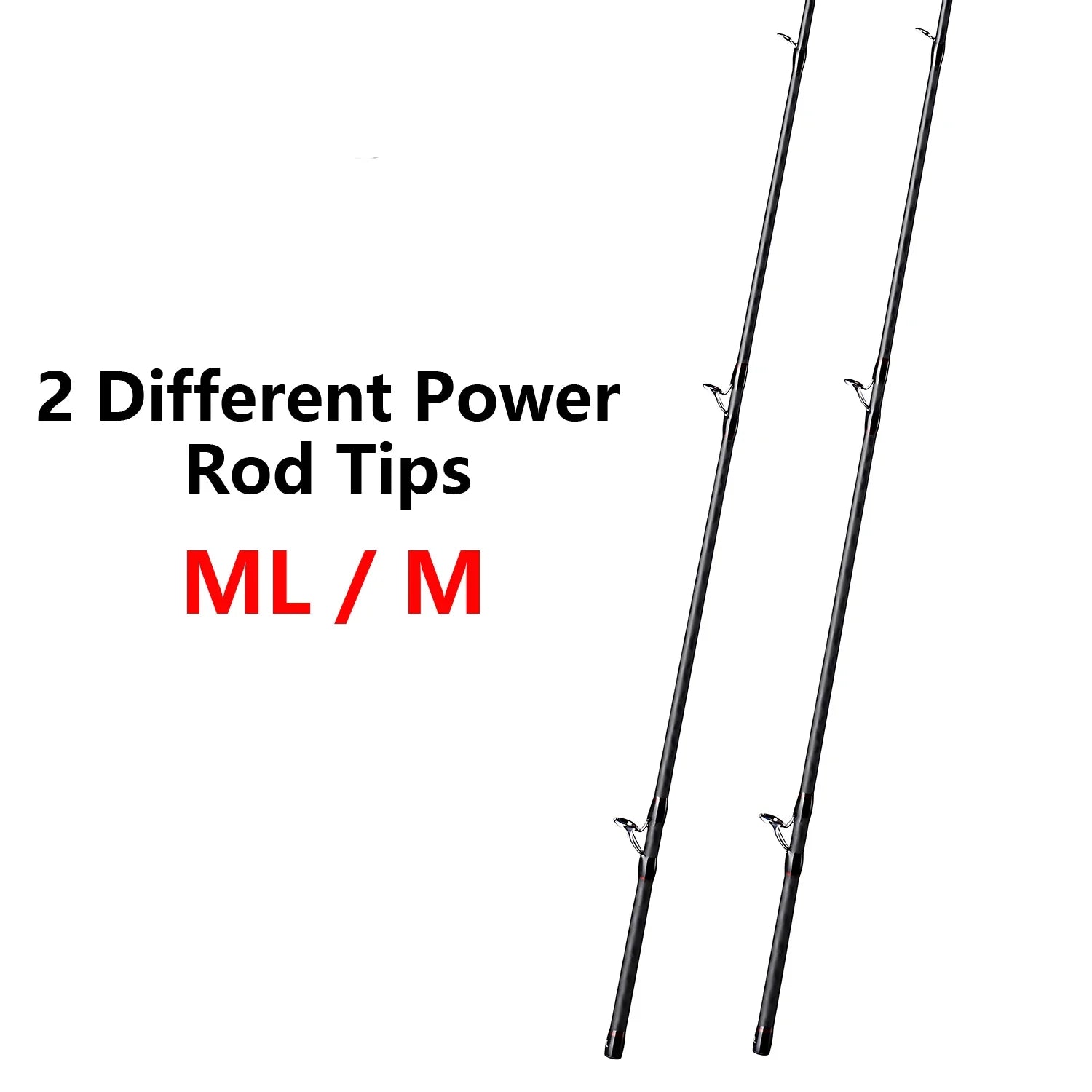 40T Carbon Fiber Lure Fishing Rod With 2 Tips,ML M Spinning / Casting