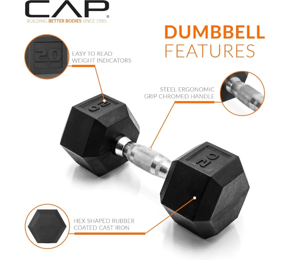 Coated Hex Dumbbell Set | Multiple Weights 3-50lb