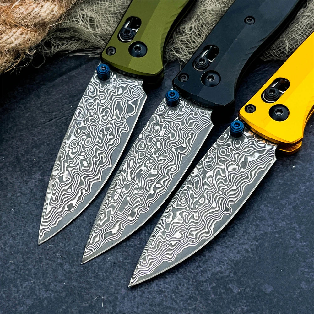 High Quality Folding Pocket Knife Damascus Steel Blade Aluminum Handle