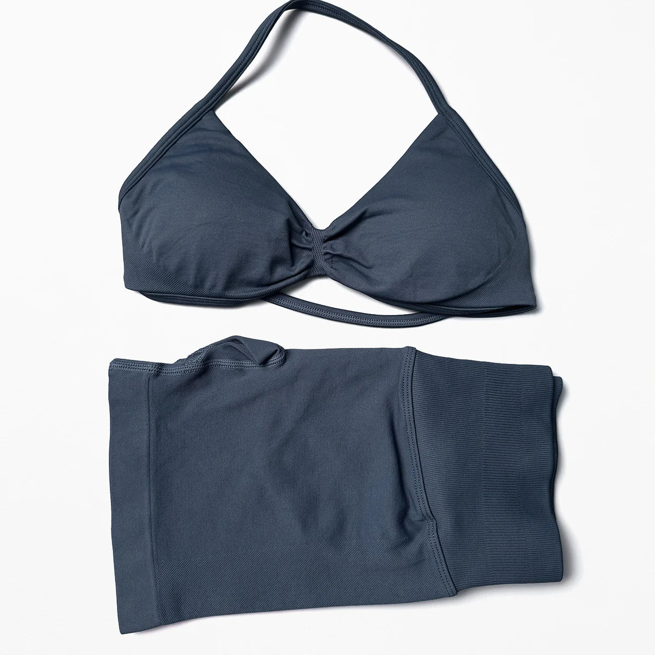 Seamless 2 Pieces Strappy Yoga Halter Bras Sets
