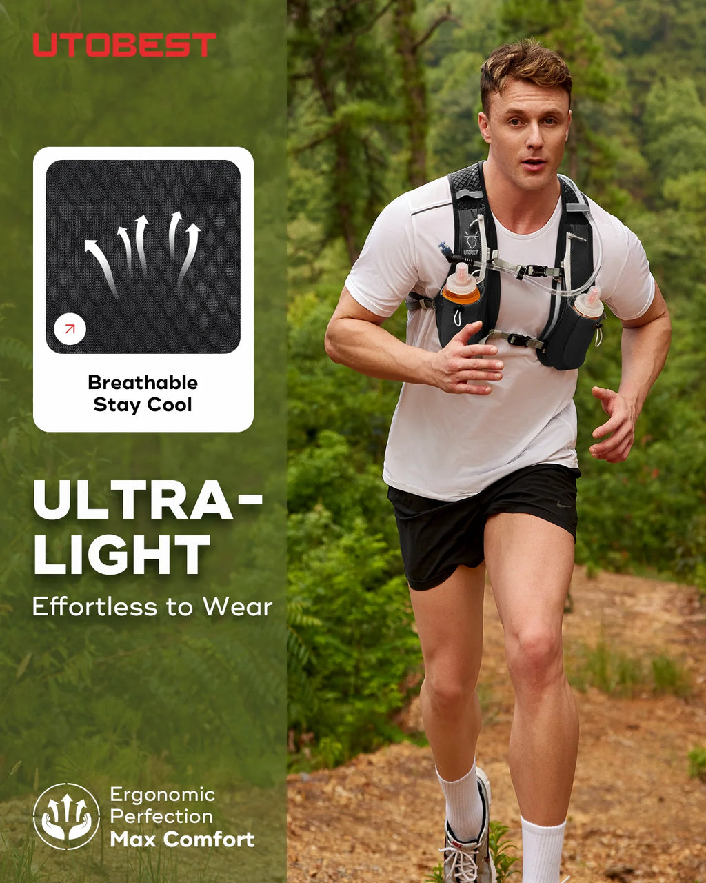UTOBEST Trail Running Backpack 5L Ultra Lightweight Hydration Vest