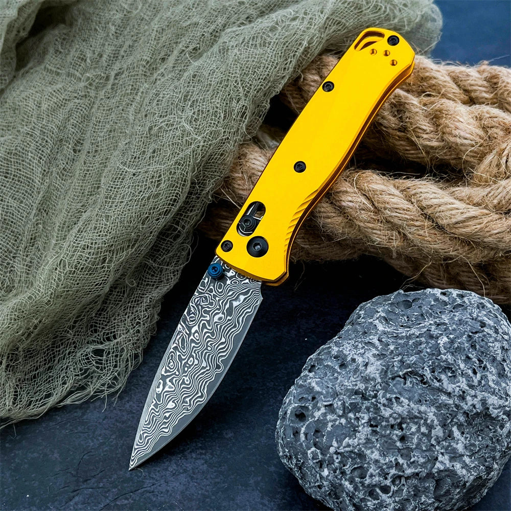High Quality Folding Pocket Knife Damascus Steel Blade Aluminum Handle