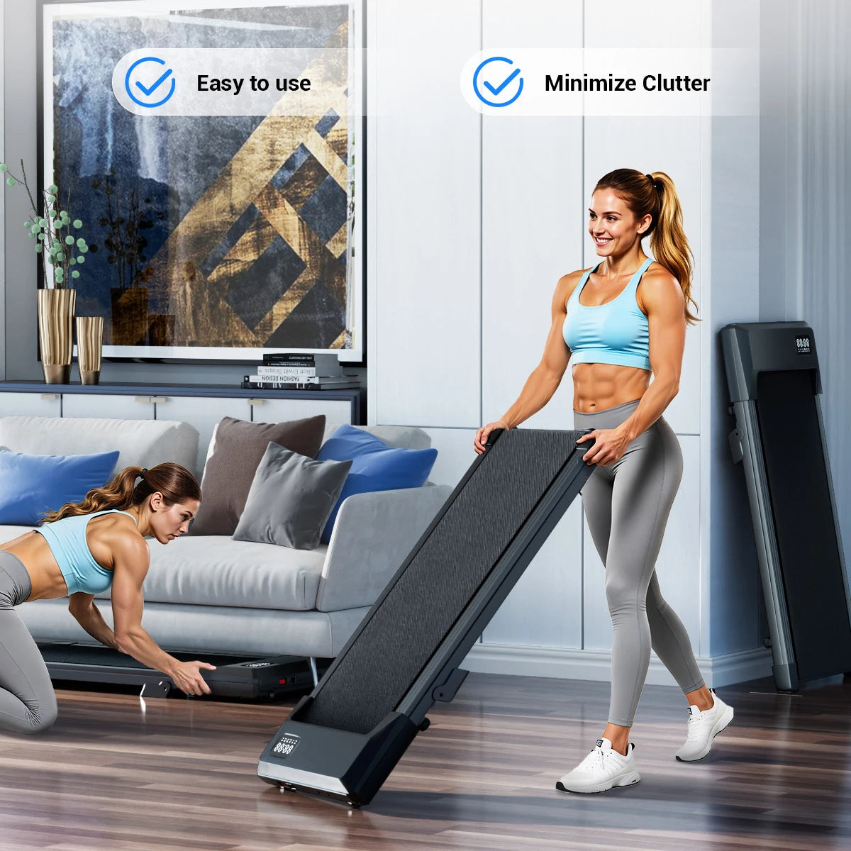 Foldable 6% Slope Under Desk Treadmills 2.5 HP  Remote Control LED Display 300LBS