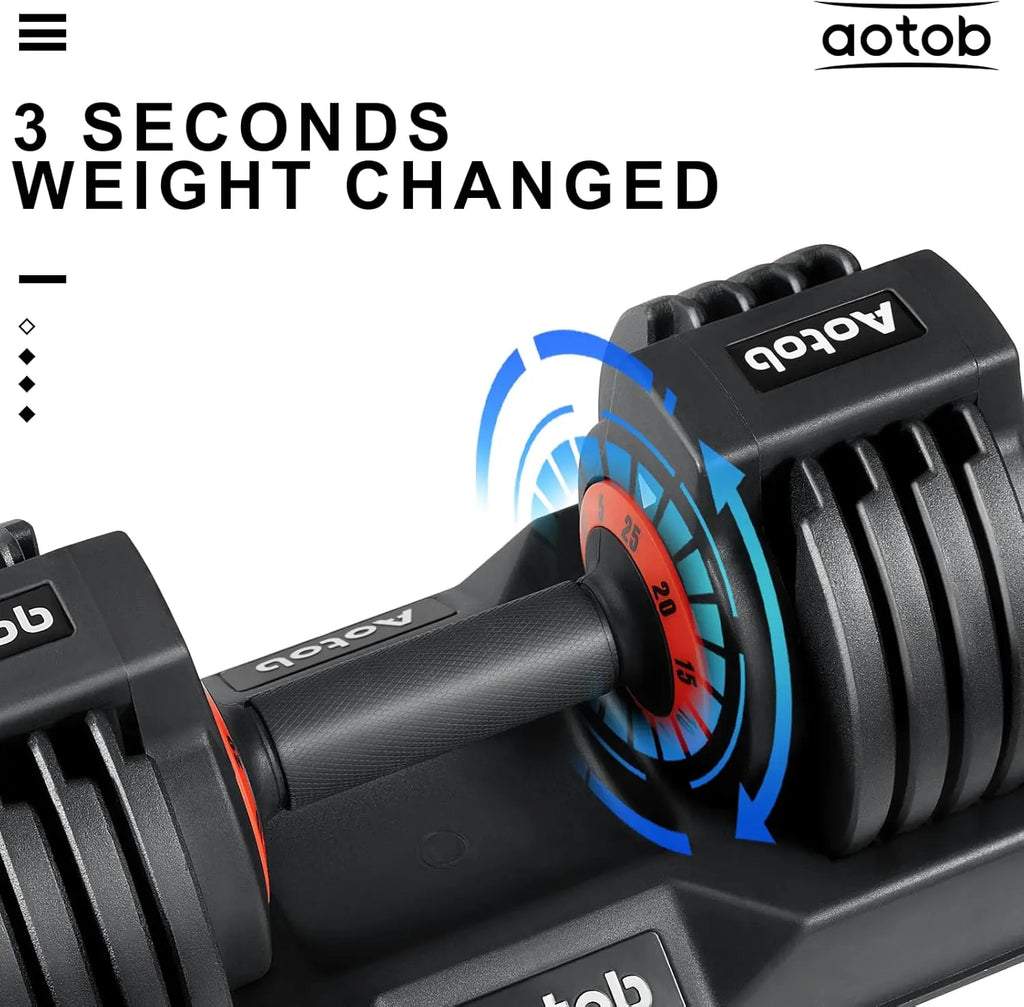 Adjustable Dumbbell Set 25/55 LBS, Quick Turn Handle