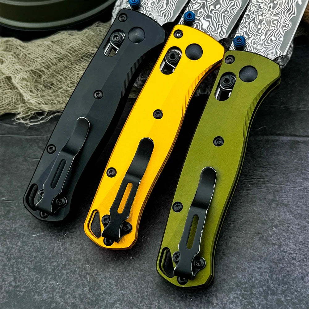 High Quality Folding Pocket Knife Damascus Steel Blade Aluminum Handle