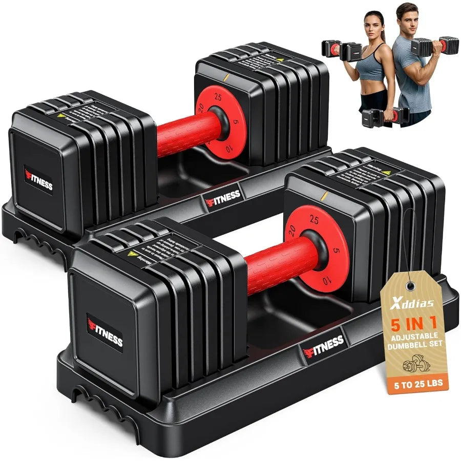 Adjustable Dumbbell Set of 2 for Home Gym: 25 55 80LB Capacity