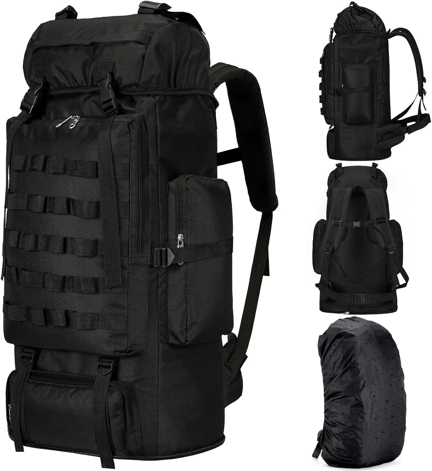 70L/100L Large Waterproof Hiking Backpack with Rain Cover