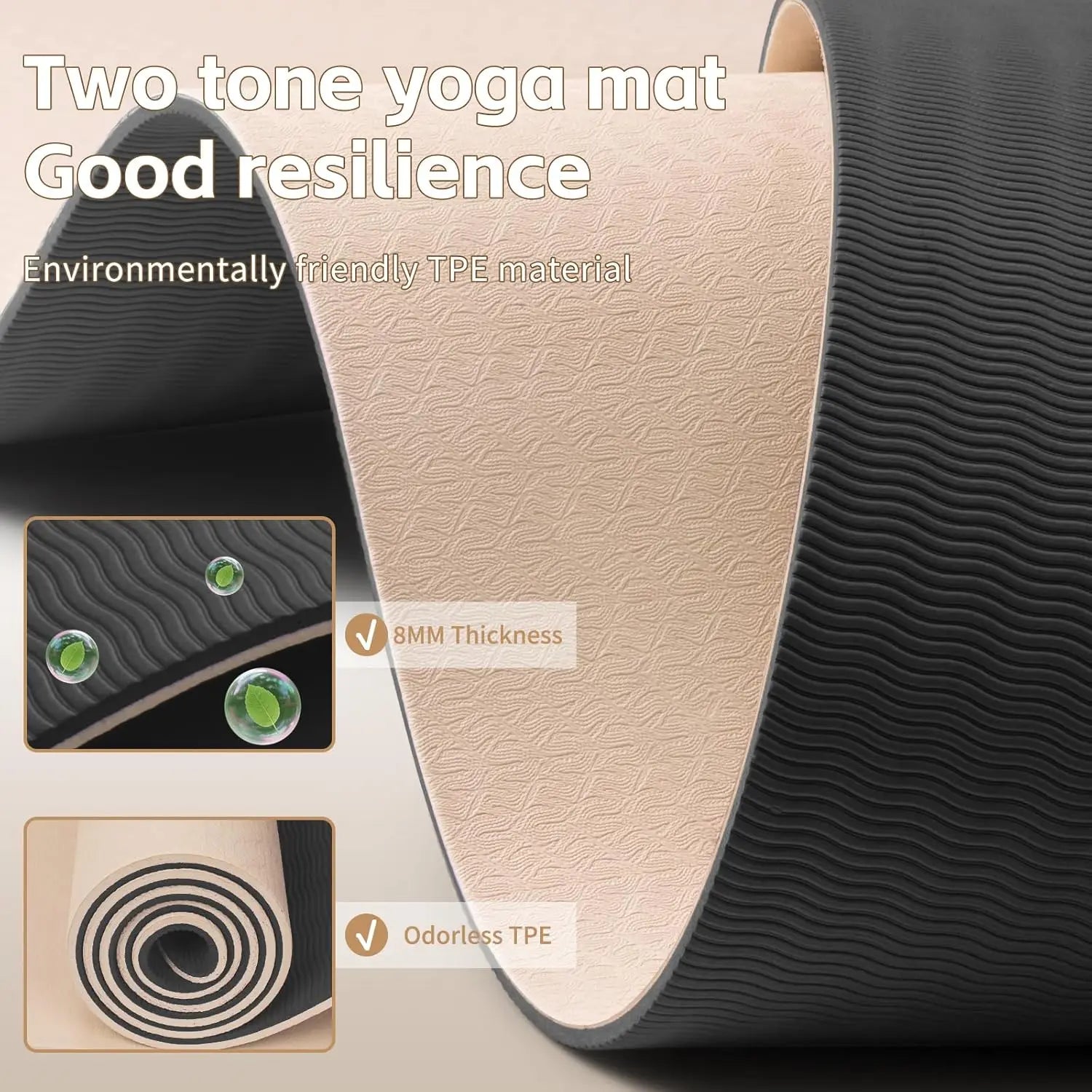 8mm Thick TPE Yoga Mat with Strap