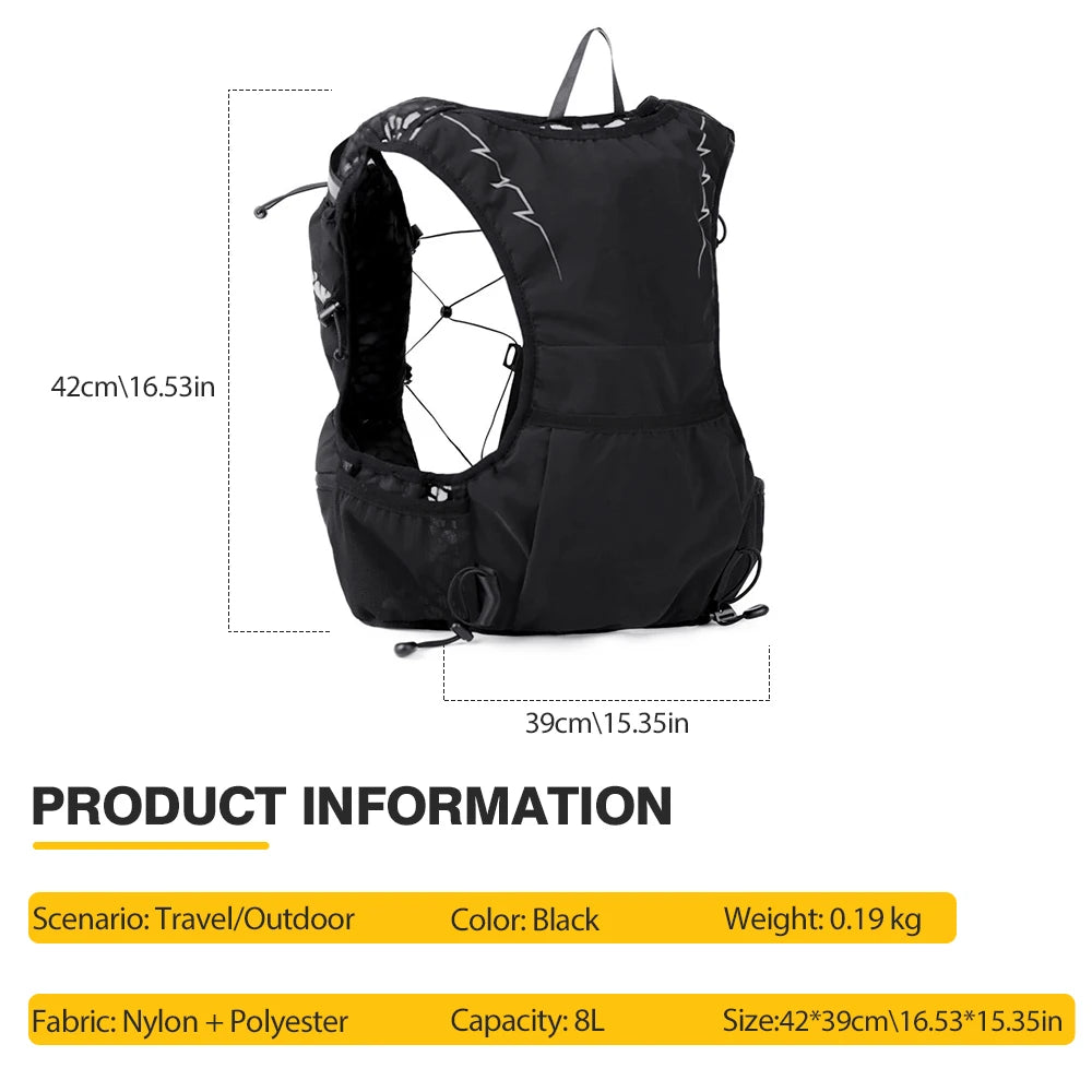 8L Breathable Hydration Vest Trail Running Backpacks Lightweight