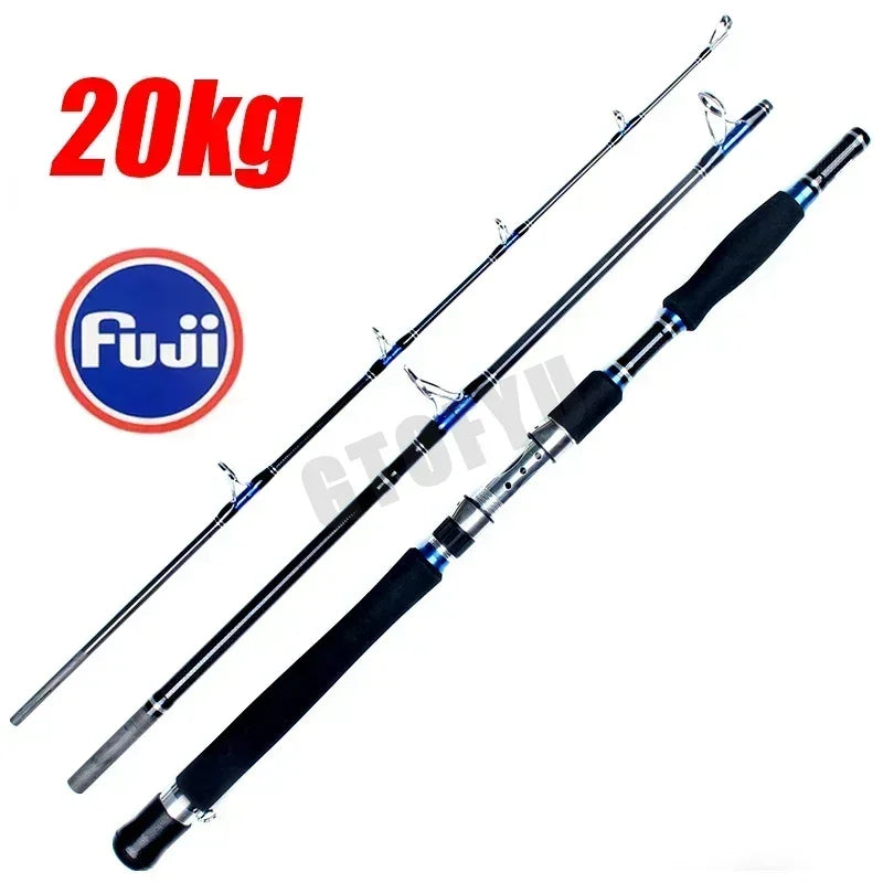 Portable Fishing Rod Travel Surf Saltwater Heavy 3-Piece Carbon Spinning Rod