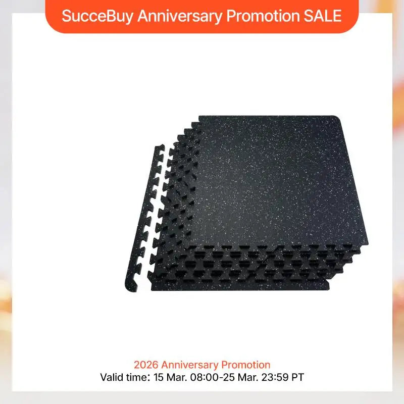 SucceBuy 0.56 Inch 25 Tiles Rubber Top Floor Mats