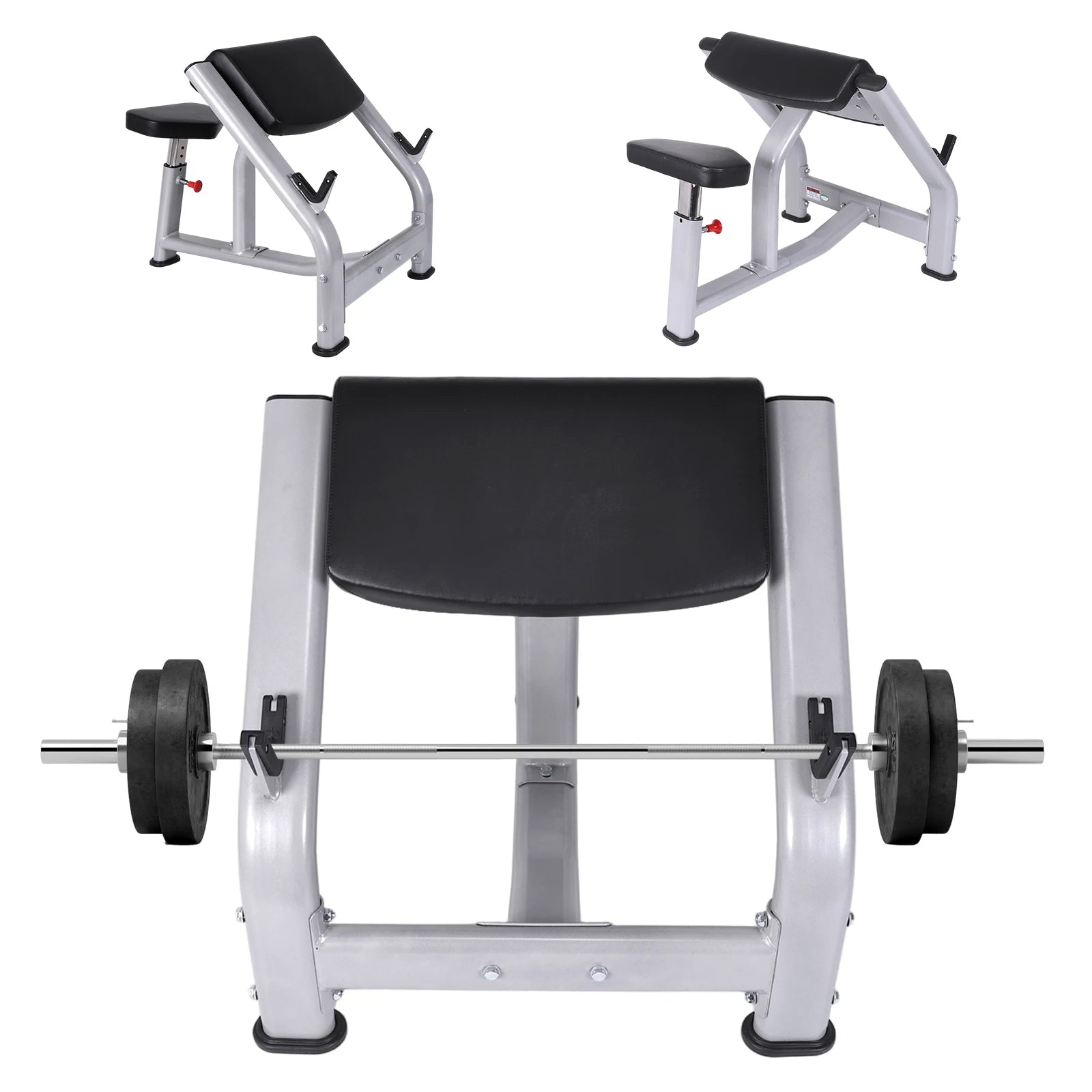 Seated Isolated Barbell Dumbbell Biceps Station with Adjustable Seat