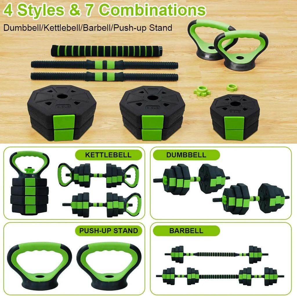 66lbs/88lbs Weight 4 in 1 Adjustable Kettlebell Set  Dumbbell Set