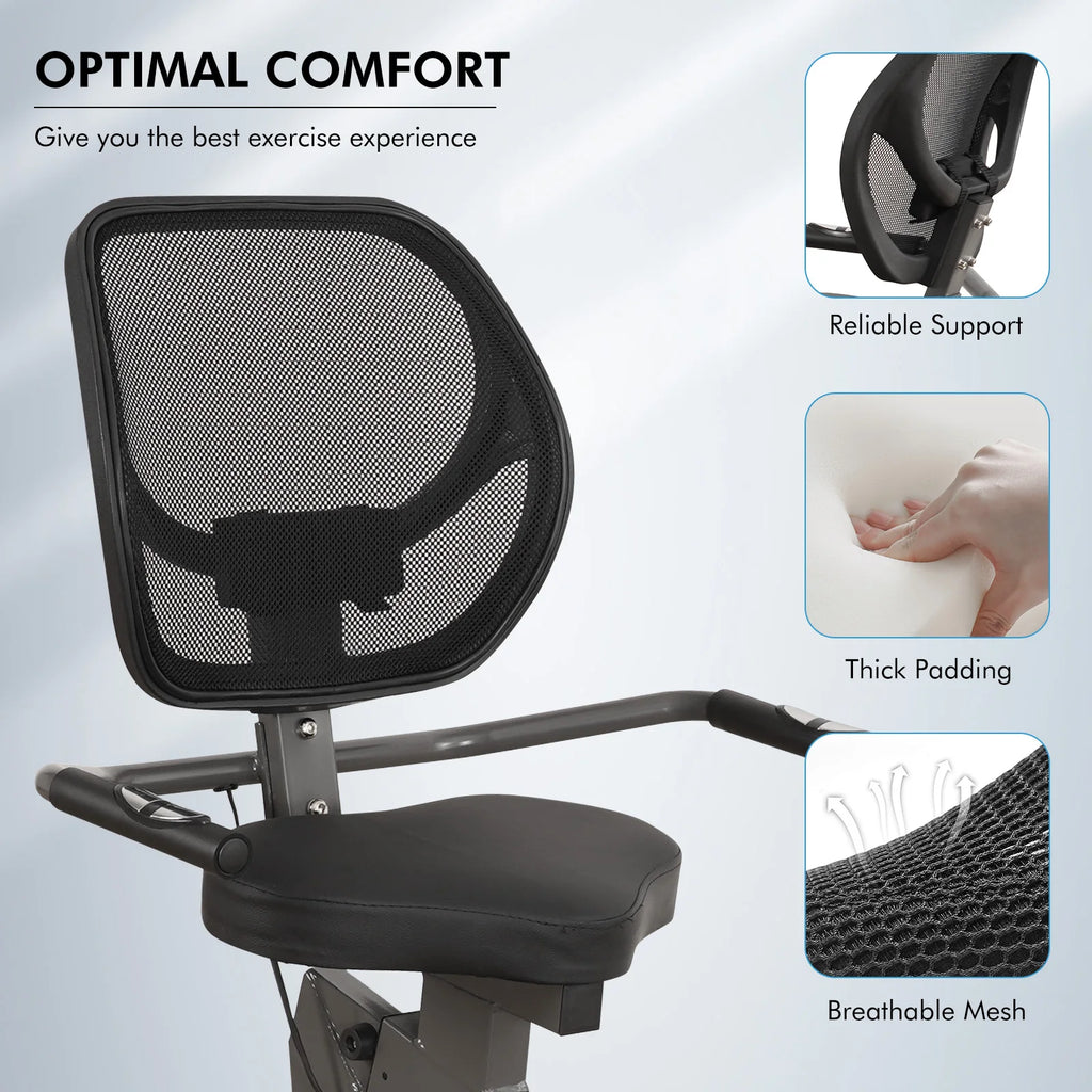 Recumbent Exercise Bike Comfortable Seat Heart Rate Handle