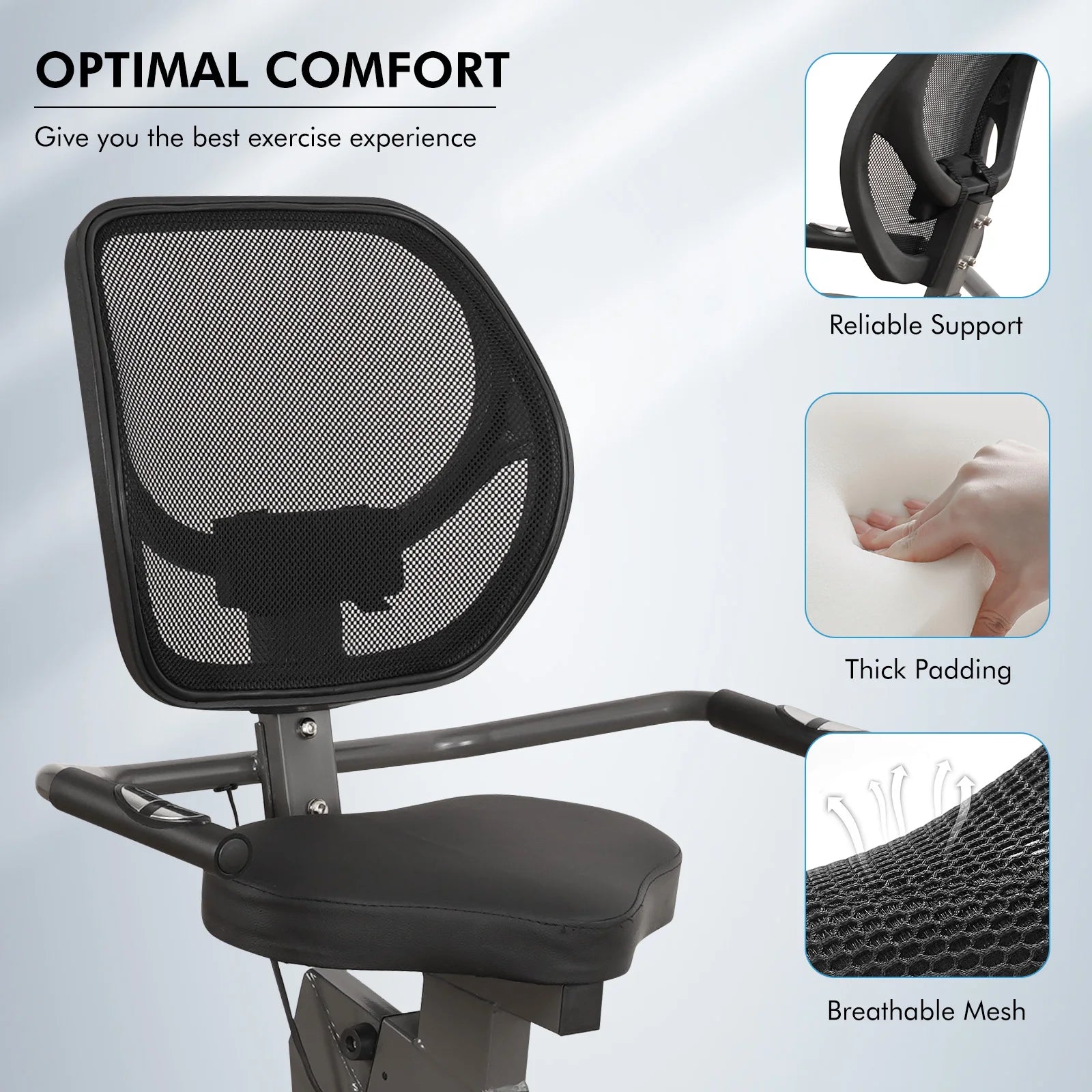 Recumbent Exercise Bike Comfortable Seat Heart Rate Handle