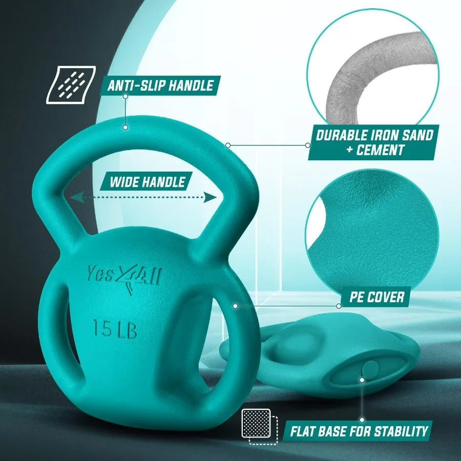 10LB Pink+15LB Green Kettlebell,