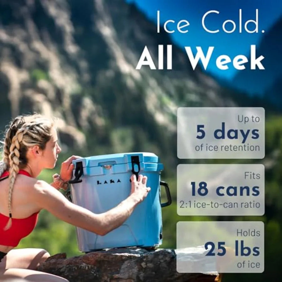 20 Quart Rotomolded Hard Ice Chest Insulated Cooler  Holds 18 Cans + 25 lb Ice Up to 5 Days Col