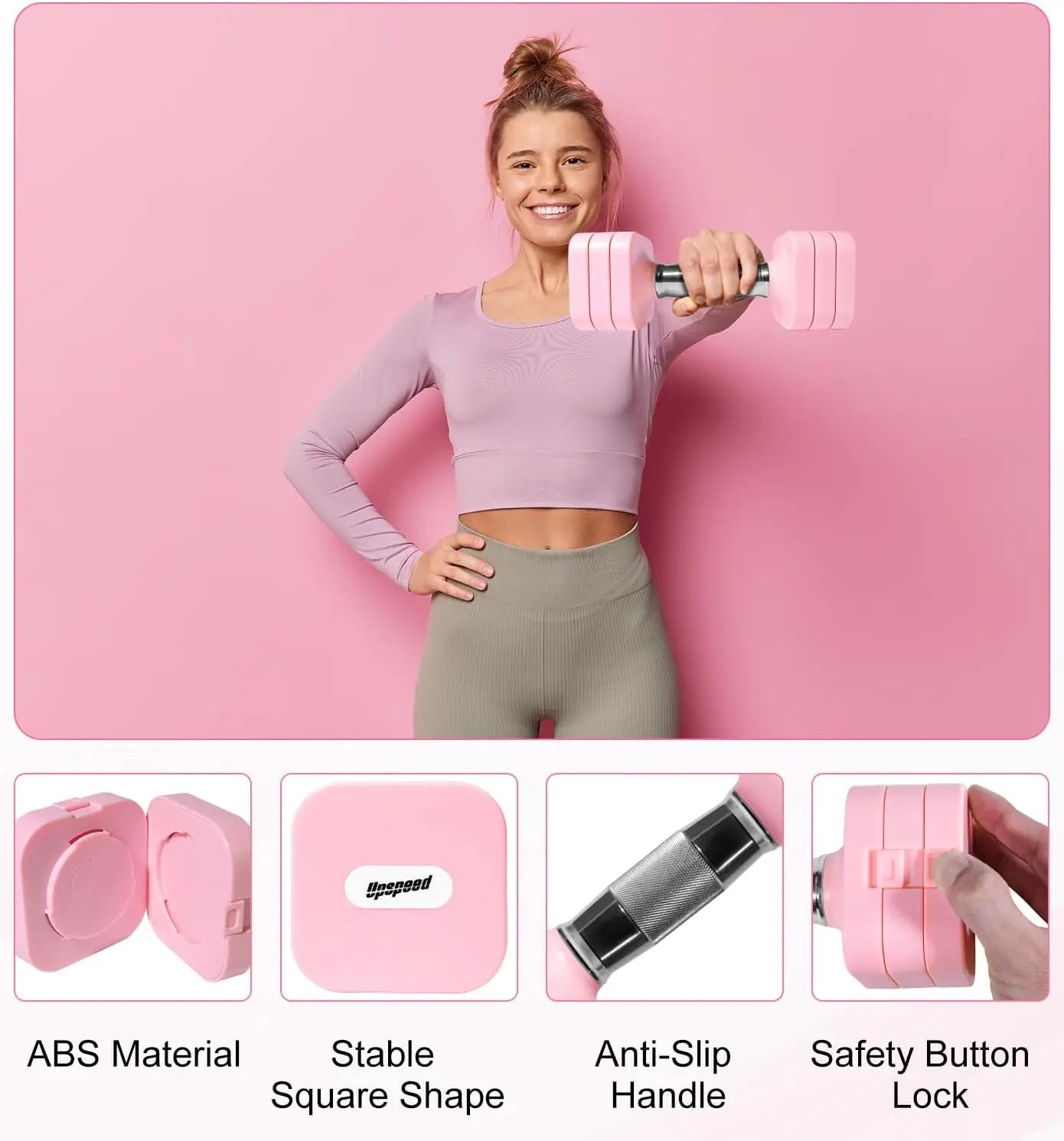 Adjustable Dumbbell Set 15-50LB Free Weights for Home Gym