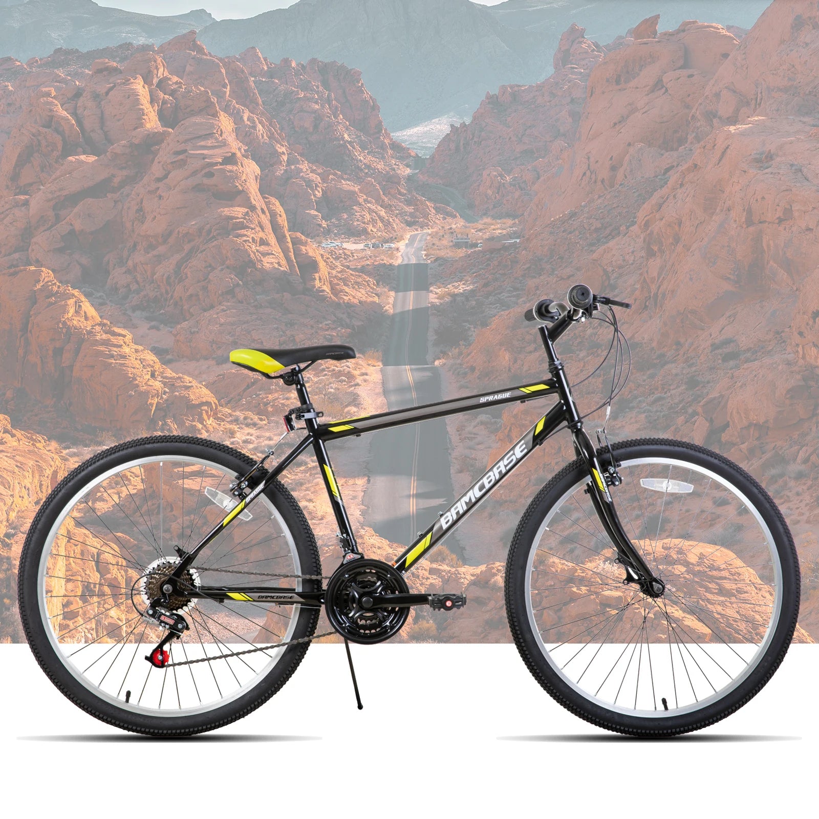 Hiland 24 26 inch Mountain Bike for Men Women, 21 Speeds High-Carbon Steel Frame
