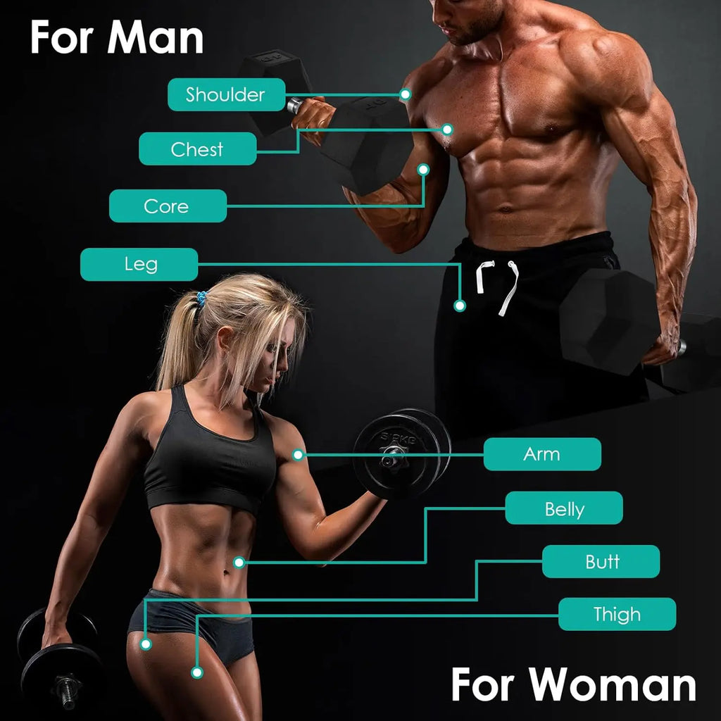 Rubber Hex Dumbbell Hand Weight, 30-75LB Dumbbells