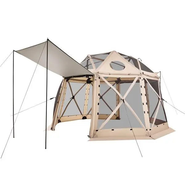 Pop up Gazebo Screen Tent, 12 x 12 ft, 13-Sided Spherical Camping Canopy Tent with Removable Top & Carry Bag, Quick-Set