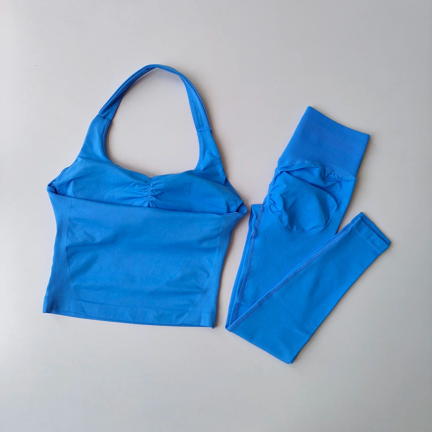 High Waist Peach Sports Bras Leggings Suit