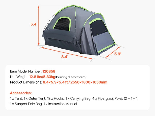 SucceBuy Pickup Truck Tent for Camping, Waterproof PU2000 Truck Bed Camper Shell